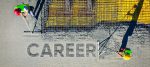 aerial view of concrete foundation with the word career carved in