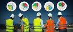 back view of five construction workers with a disc profile dot pointing at each of them.