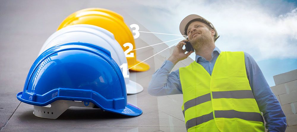 construction project manager with 3 hardhats representing each of the 3 tips