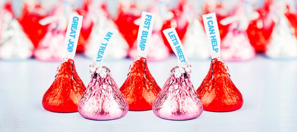 chocolate kisses with the messages: 