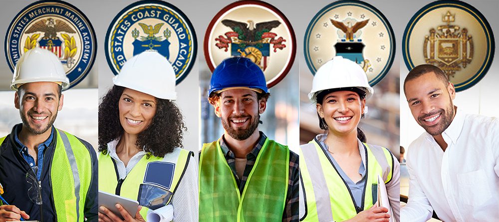 5 construction professionals representing each of the U.S. Service Academy Nominations