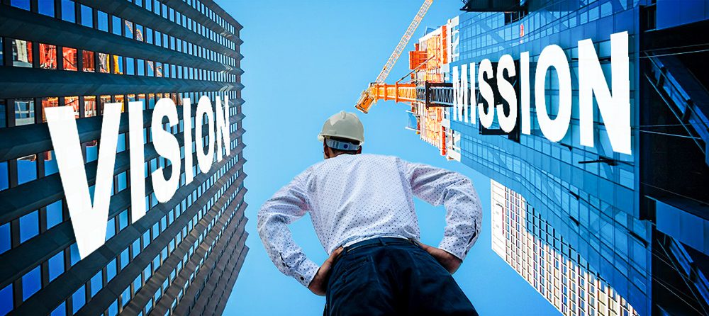 Construction Manager Looking Up The Vision Statement and Mission Statement of the company that employs him
